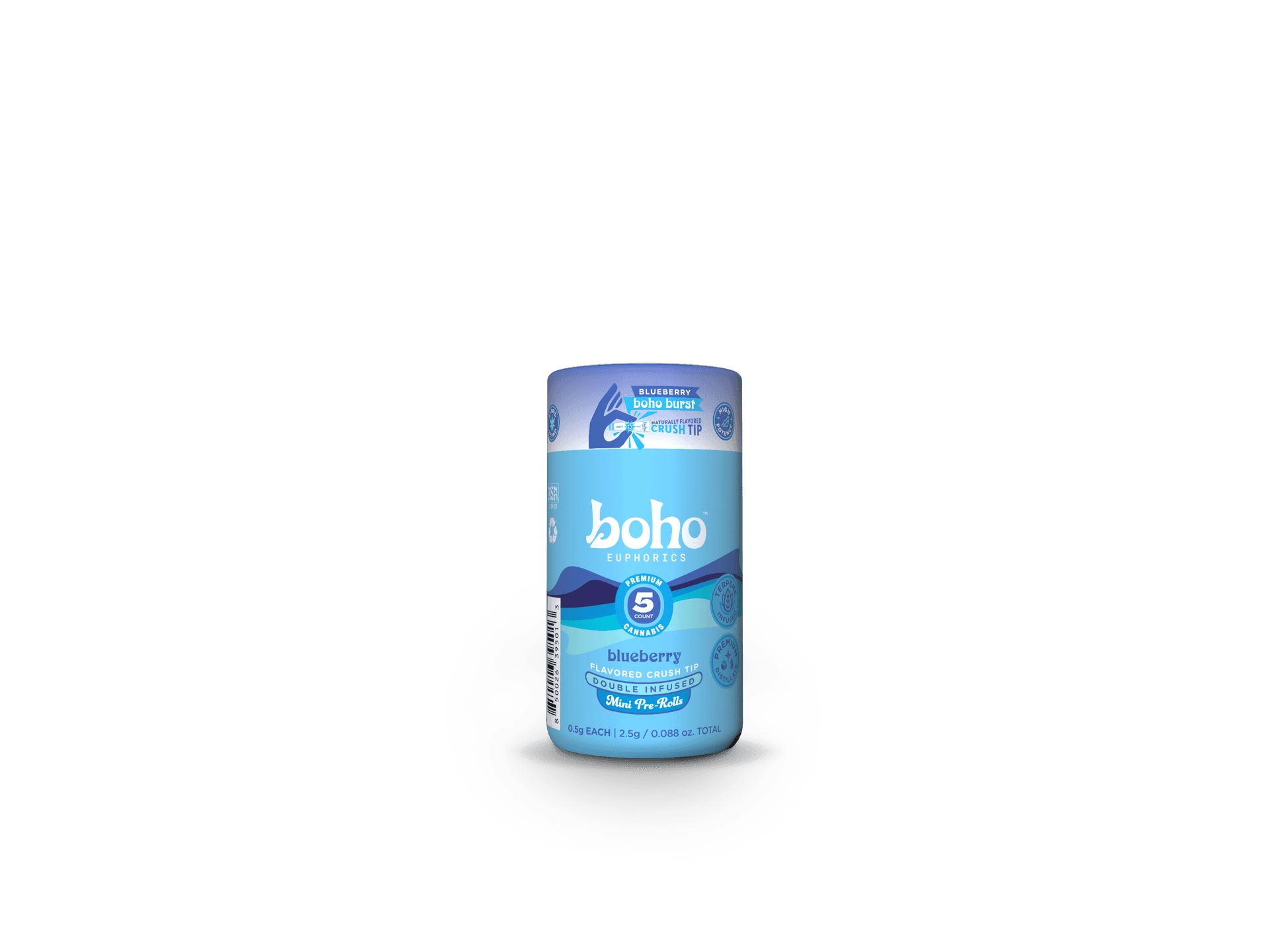 BOHO Euphorics Blueberry Double Infused Pre-Rolls 5pk/2.5g