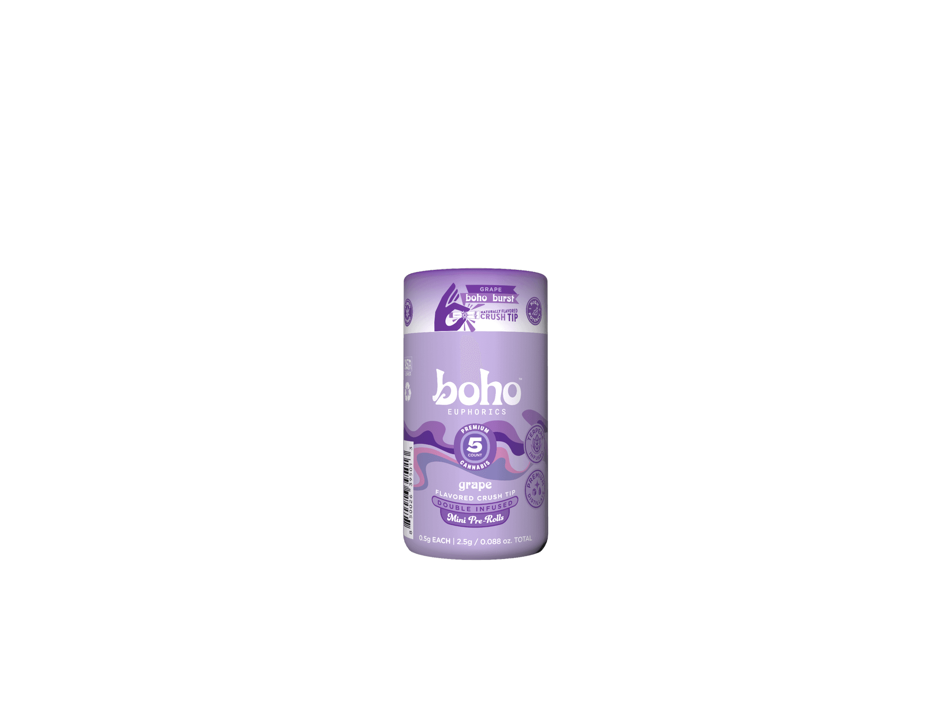 BOHO Euphorics Grape Double Infused Pre-Rolls 5pk/2.5g