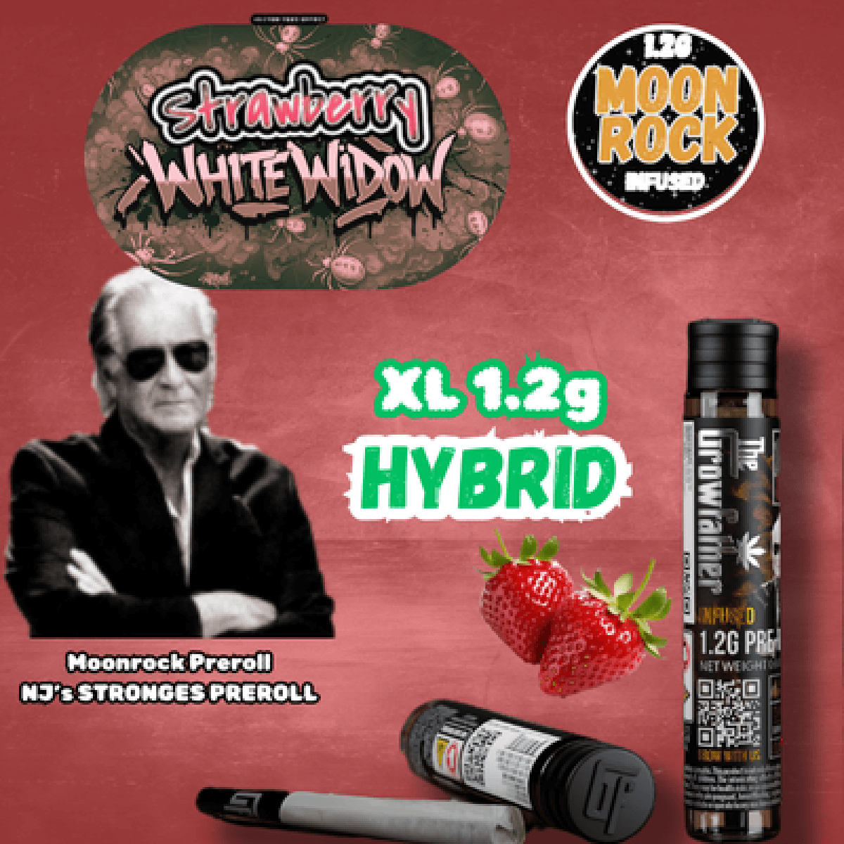 The Growfather White Widow x Strawberry Cough Moonrock Infused Pre-Roll