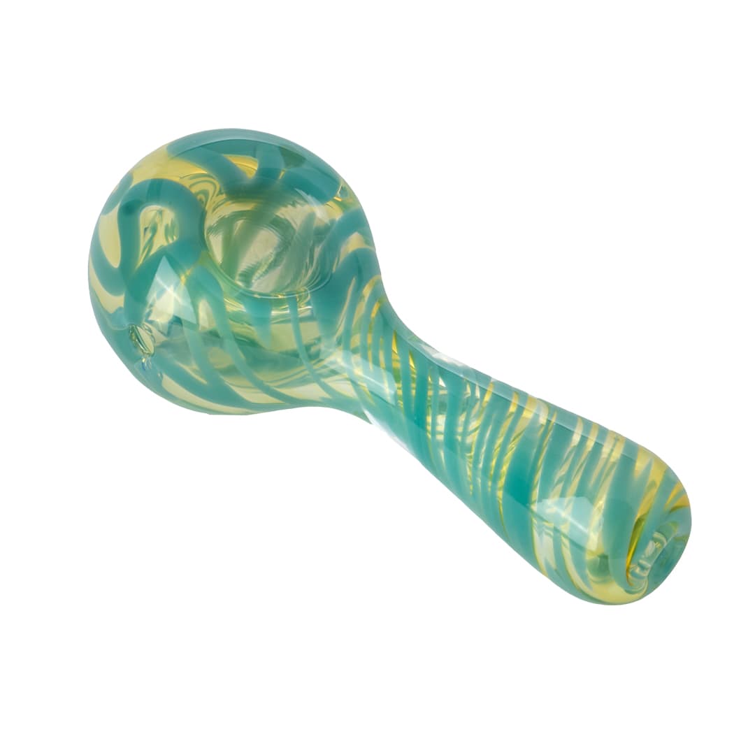 Human Grade Spoon Pipe Model A IO Blue w/ Silver Fume