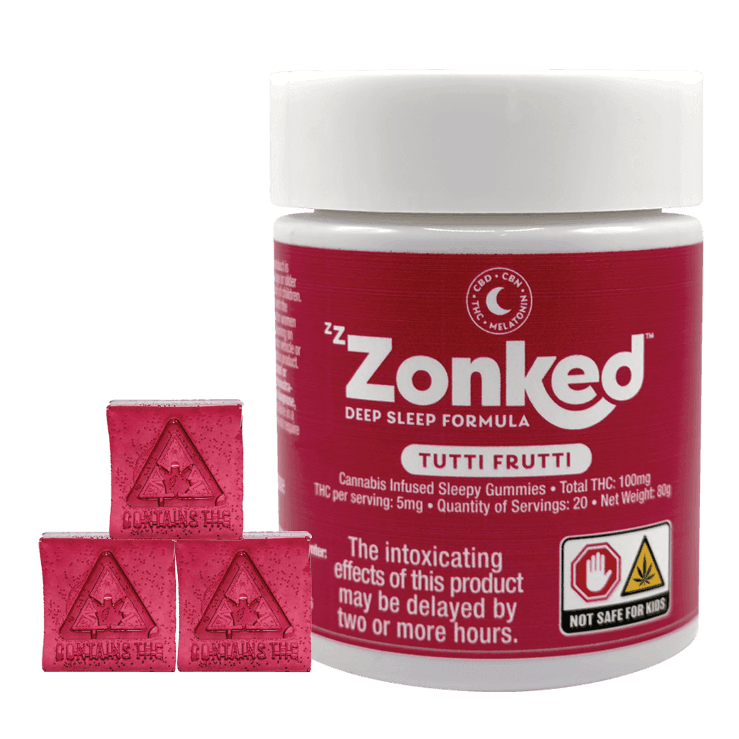 Zzzonked Tutti Frutti 1:1:1 THC:CBD:CBN Gummies 20pk/100mg