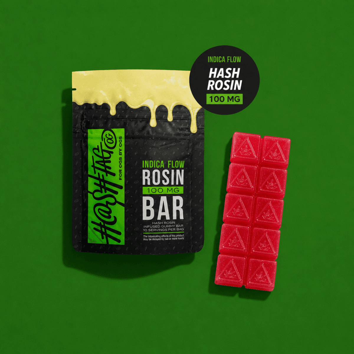 Hashtag OG Kiwi Watermelon Hash Rosin FLOW Gummy Bar