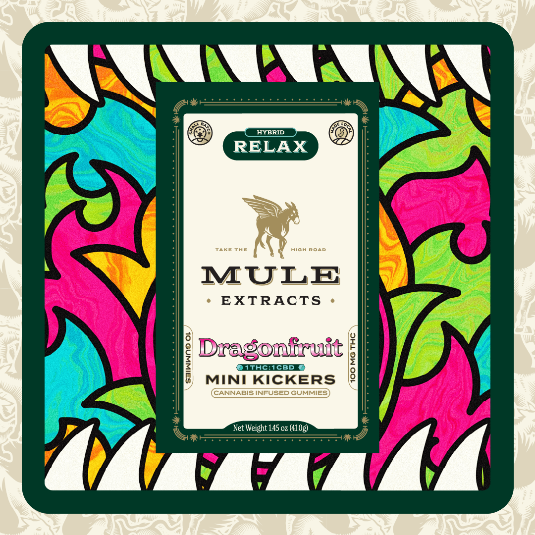 Mule Dragonfruit 1:1 THC:CBD Mini Kicker Gummies 10pk/100mg