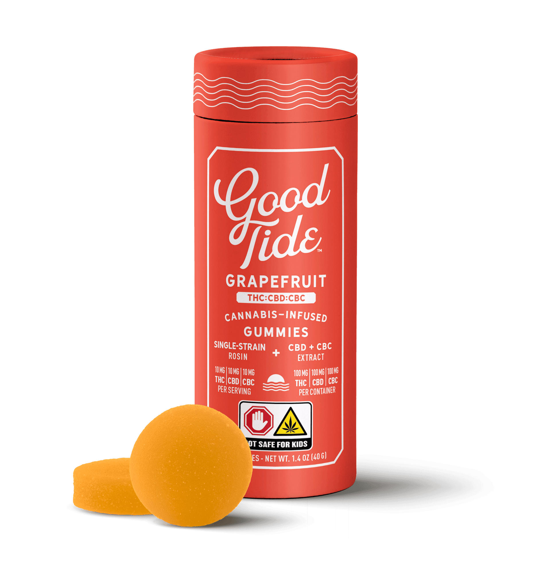 Good Tide Grapefruit 1:1:1 THC:CBD:CBC Rosin Infused Gummies 10pk/100mg