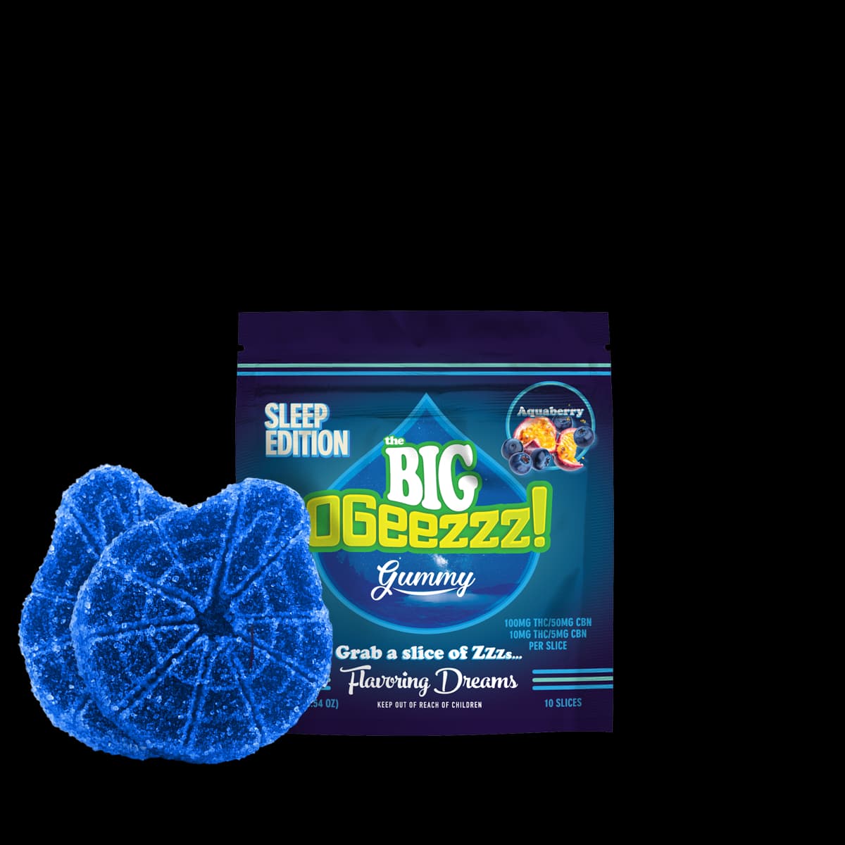 OGeez! Sleep Edition Aquaberry 2:1 THC:CBN Big Gummy